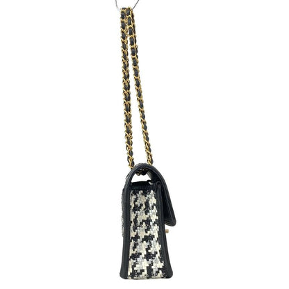 Chanel Shoulder Bag Black Silver White Lambskin X