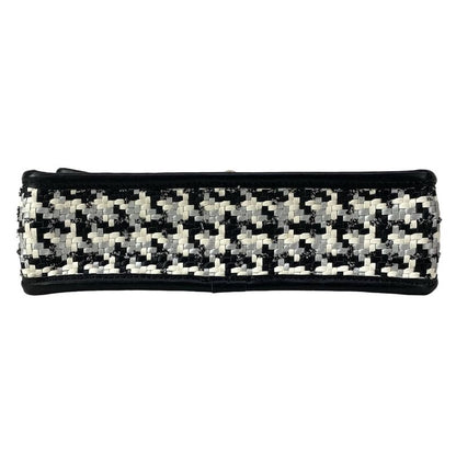 Chanel Shoulder Bag Black Silver White Lambskin X