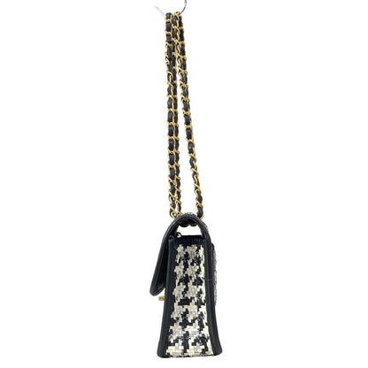 Chanel Shoulder Bag Black Silver White Lambskin X