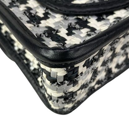 Chanel Shoulder Bag Black Silver White Lambskin X