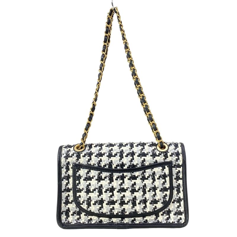 Chanel Shoulder Bag Black Silver White Lambskin X