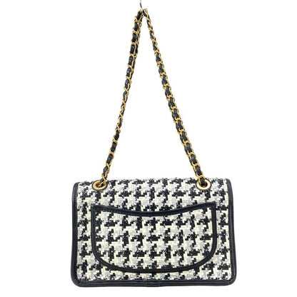 Chanel Shoulder Bag Black Silver White Lambskin X