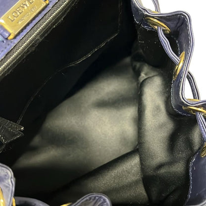 Loewe Handbag Blue Chain Handle Drawstring Leather