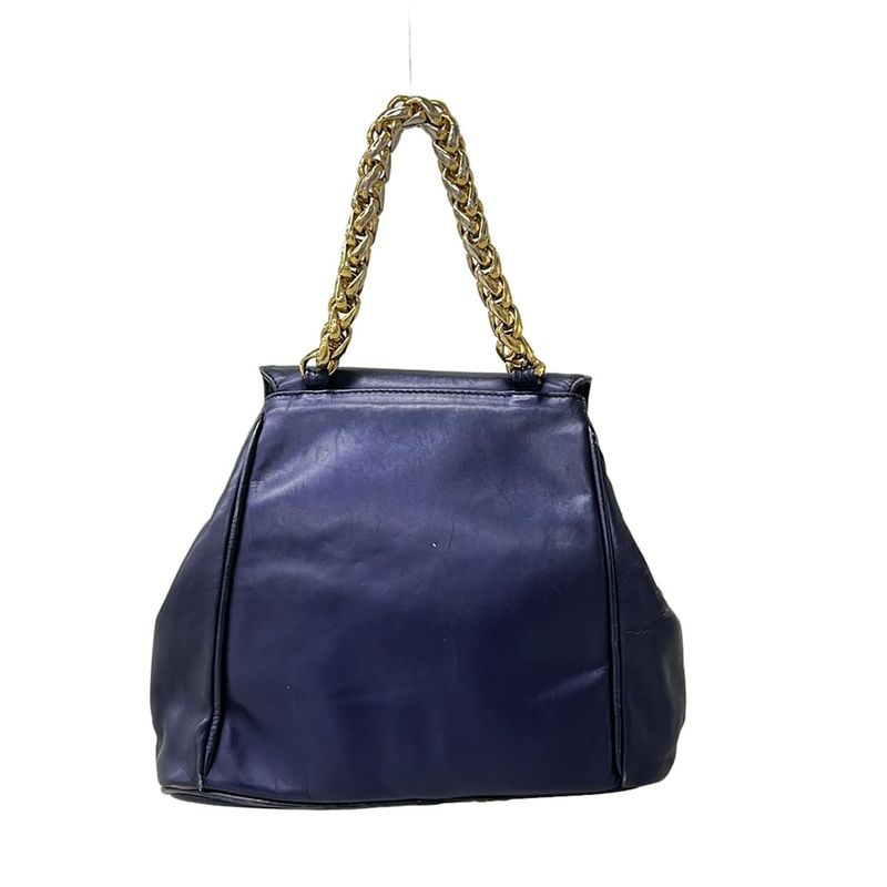 Loewe Handbag Blue Chain Handle Drawstring Leather