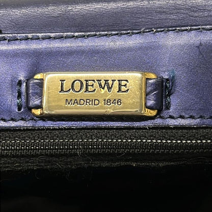 Loewe Handbag Blue Chain Handle Drawstring Leather