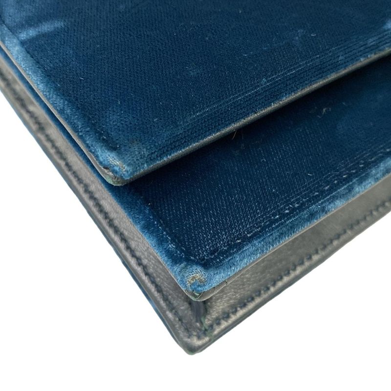 Saint Laurent Paris Wallet Blue Chain Bijou Leather