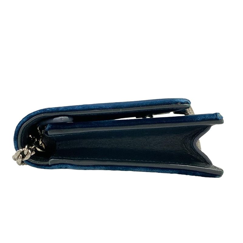 Saint Laurent Paris Wallet Blue Chain Bijou Leather