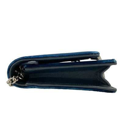 Saint Laurent Paris Wallet Blue Chain Bijou Leather