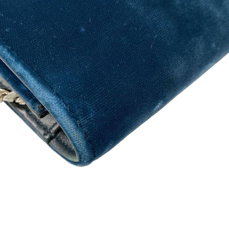 Saint Laurent Paris Wallet Blue Chain Bijou Leather