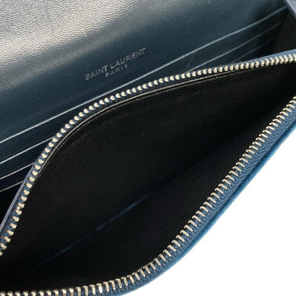Saint Laurent Paris Wallet Blue Chain Bijou Leather