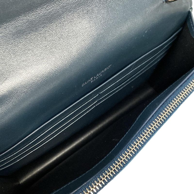 Saint Laurent Paris Wallet Blue Chain Bijou Leather