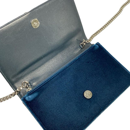 Saint Laurent Paris Wallet Blue Chain Bijou Leather