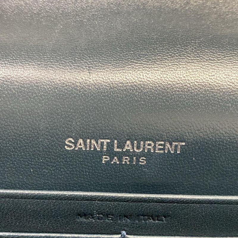 Saint Laurent Paris Wallet Blue Chain Bijou Leather