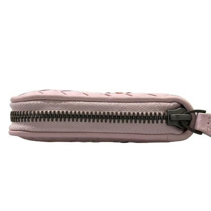 Bottega Veneta Wallet Intrecciato Pink Zip Around Embroidery Leather