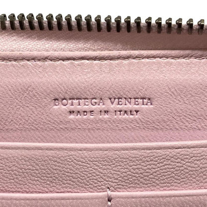 Bottega Veneta Wallet Intrecciato Pink Zip Around Embroidery Leather