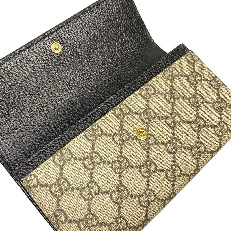 Gucci Wallet GG Marmont Continental Black Beige Ebony X