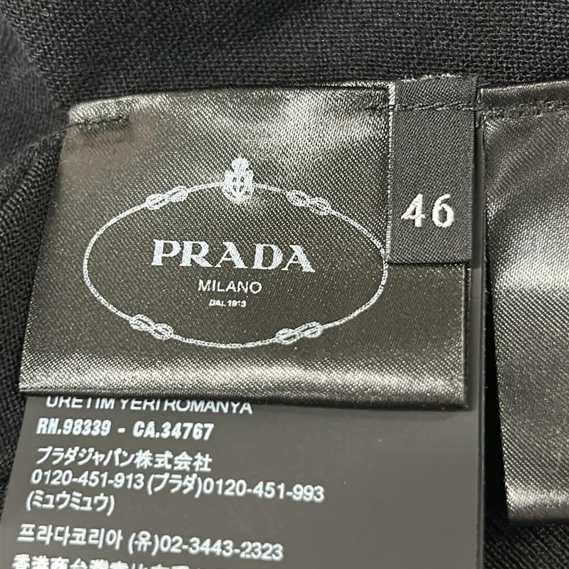Prada Long Sleeve Polo Shirt 46 S Black White Detachable Collar