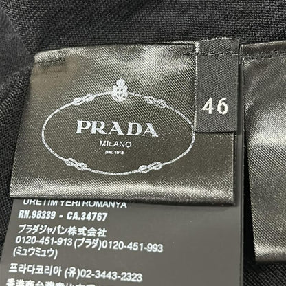 Prada Long Sleeve Polo Shirt 46 S Black White Detachable Collar