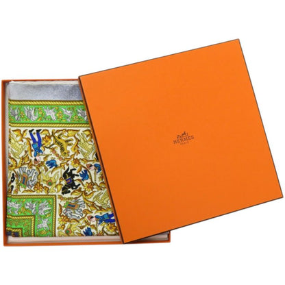 Hermes Carre 90 Chasse en Inde Indian Hunting Silk Green Scarf