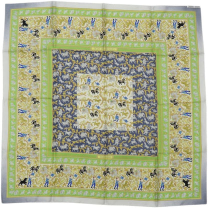 Hermes Carre 90 Chasse en Inde Indian Hunting Silk Green Scarf