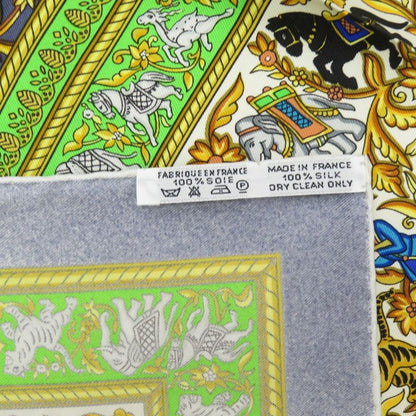 Hermes Carre 90 Chasse en Inde Indian Hunting Silk Green Scarf