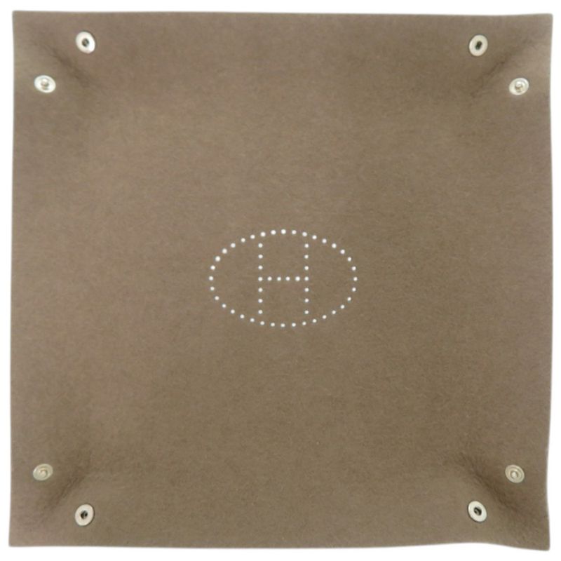 Hermes Tray Vidopoche Felt Etoupe Brown Shoulder Bag