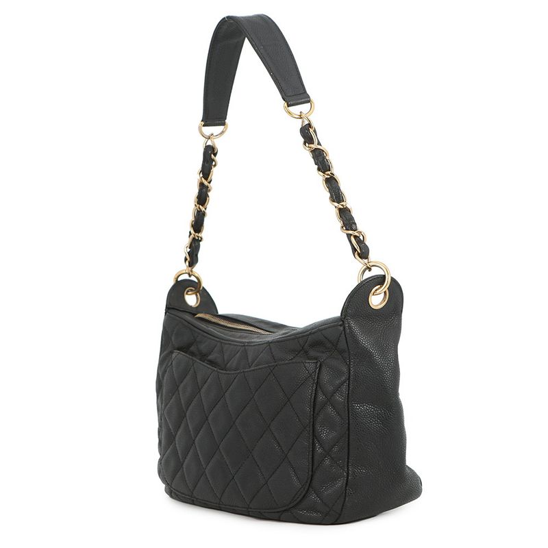 Chanel Chain Shoulder Bag Quilted CC Logo Caviar Leather