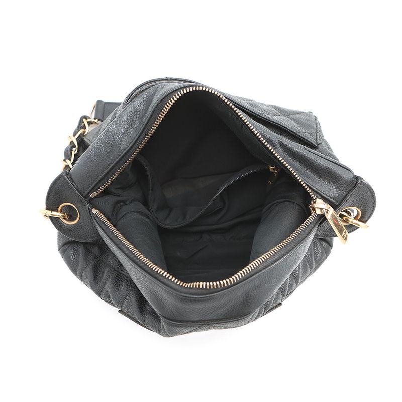 Chanel Chain Shoulder Bag Quilted CC Logo Caviar Leather
