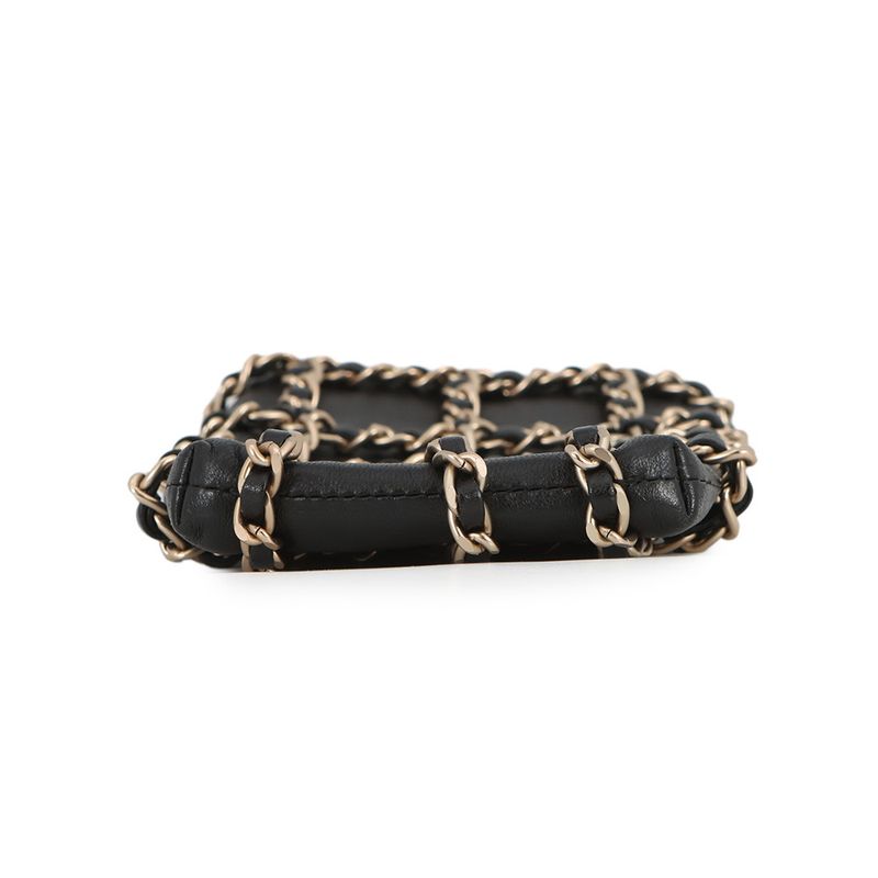 Chanel Chain Shoulder Bag Choco Bar Phone Case Lambskin Black