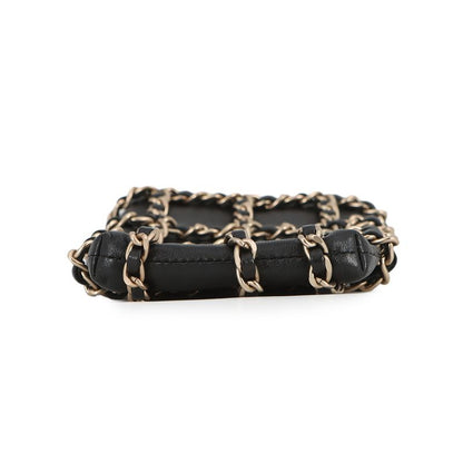 Chanel Chain Shoulder Bag Choco Bar Phone Case Lambskin Black