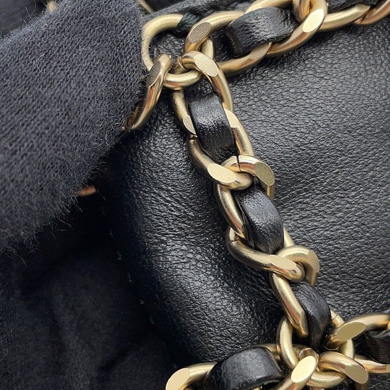 Chanel Chain Shoulder Bag Choco Bar Phone Case Lambskin Black