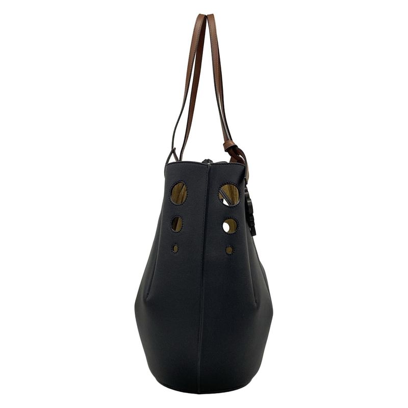 Loewe Tote Shell Black Brown Leather