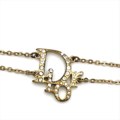 Dior Logo Bracelet Bangle Line Stone Gold