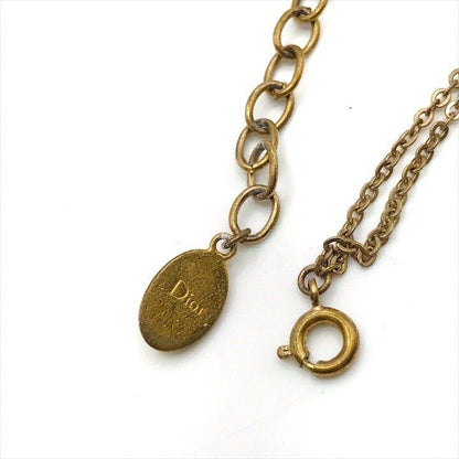 Dior Logo Bracelet Bangle Line Stone Gold
