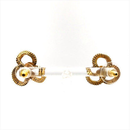 Chanel CC Logo Camellia Flower Gold Earrings