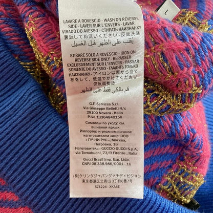 Gucci GG Jacquard Knit Skirt L Blue Pink