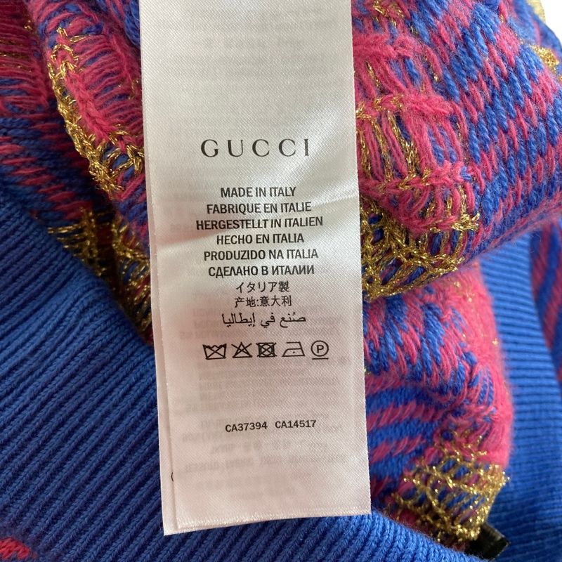 Gucci GG Jacquard Knit Skirt L Blue Pink