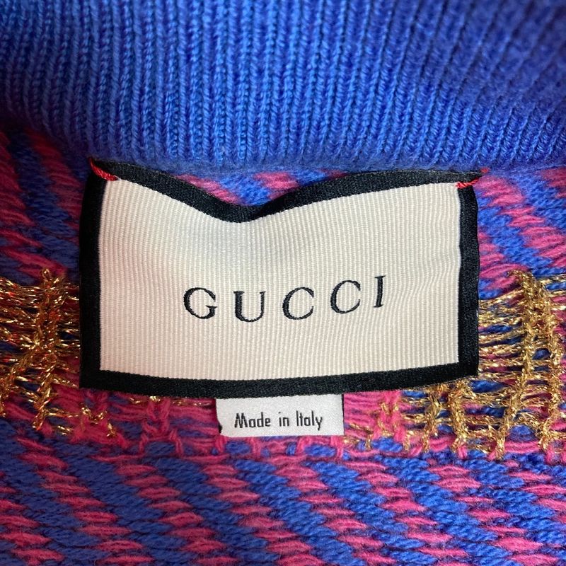Gucci GG Jacquard Knit Skirt L Blue Pink