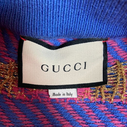 Gucci GG Jacquard Knit Skirt L Blue Pink
