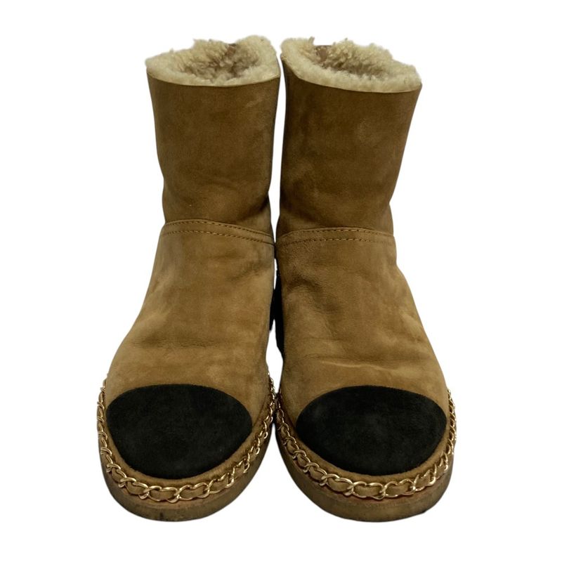 Chanel CC Logo Bicolor Mouton Short Boots 36C