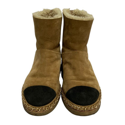 Chanel CC Logo Bicolor Mouton Short Boots 36C