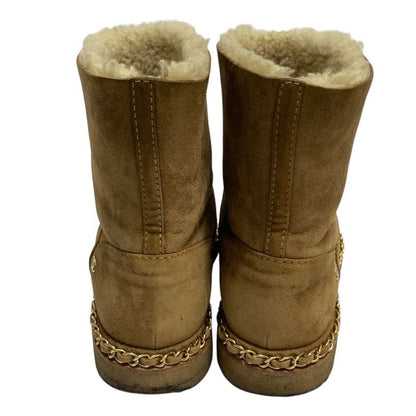 Chanel CC Logo Bicolor Mouton Short Boots 36C