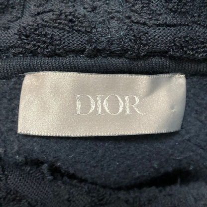 Dior Homme Oblique Terry Cotton Jacquard Pullover Hoodie XL Navy Sweater