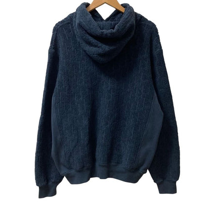 Dior Homme Oblique Terry Cotton Jacquard Pullover Hoodie XL Navy Sweater
