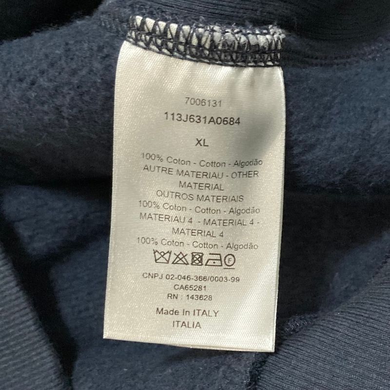 Dior Homme Oblique Terry Cotton Jacquard Pullover Hoodie XL Navy Sweater