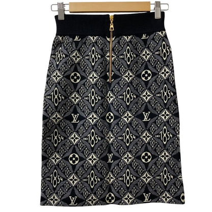Louis Vuitton Since Monogram Jacquard Wool Skirt XS Black Gray White