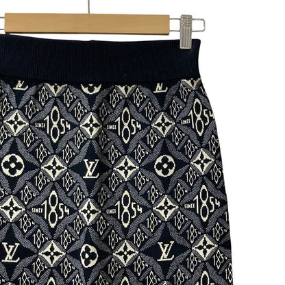 Louis Vuitton Since Monogram Jacquard Wool Skirt XS Black Gray White