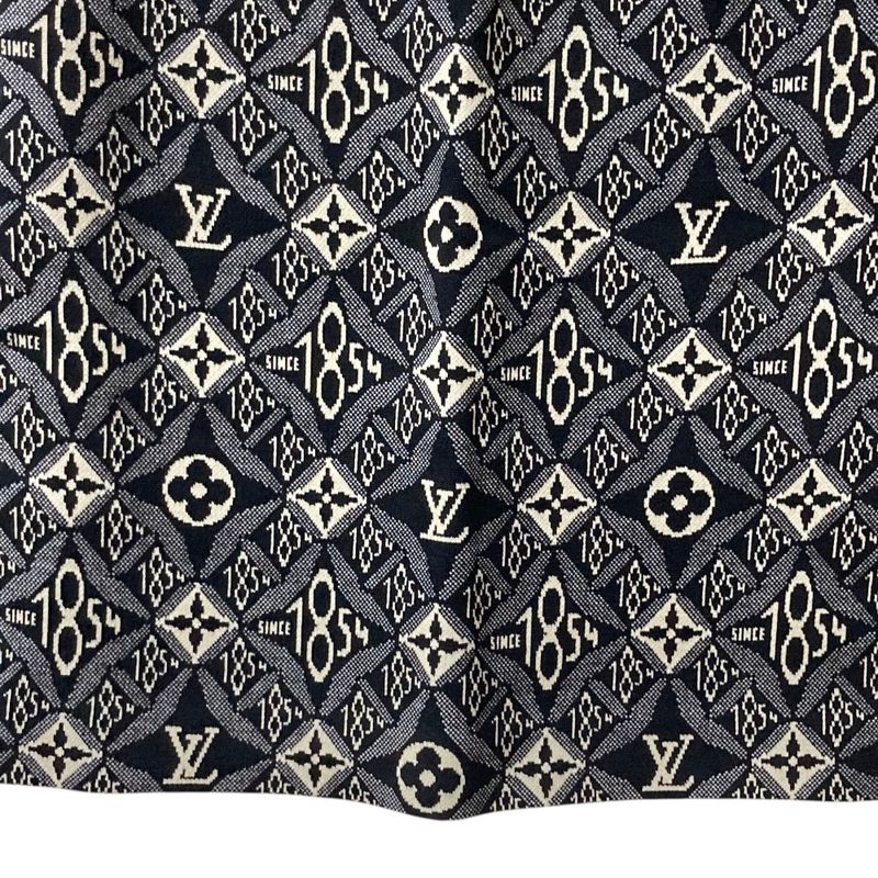Louis Vuitton Since Monogram Jacquard Wool Skirt XS Black Gray White