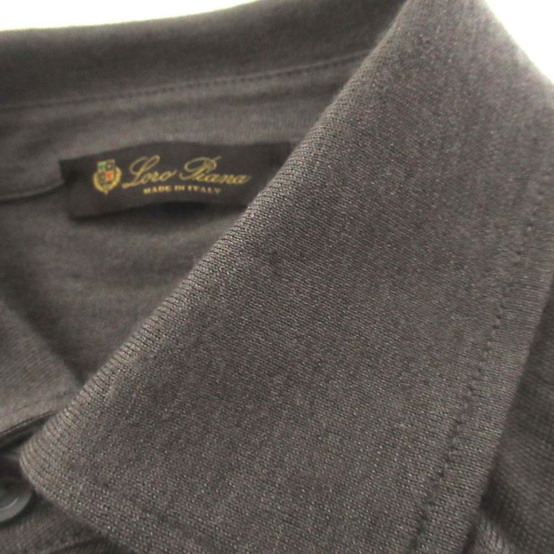 Loro Piana Cashmere Silk Long Sleeve Knit Polo Shirt 52 Khaki