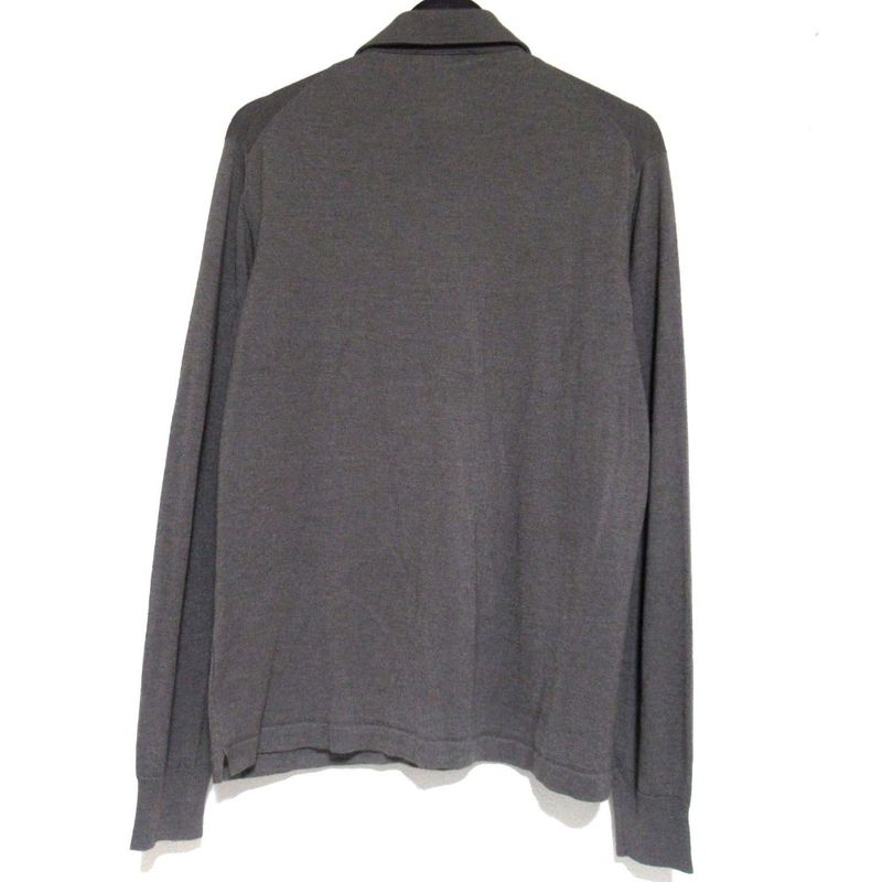 Loro Piana Cashmere Silk Long Sleeve Knit Polo Shirt 52 Khaki